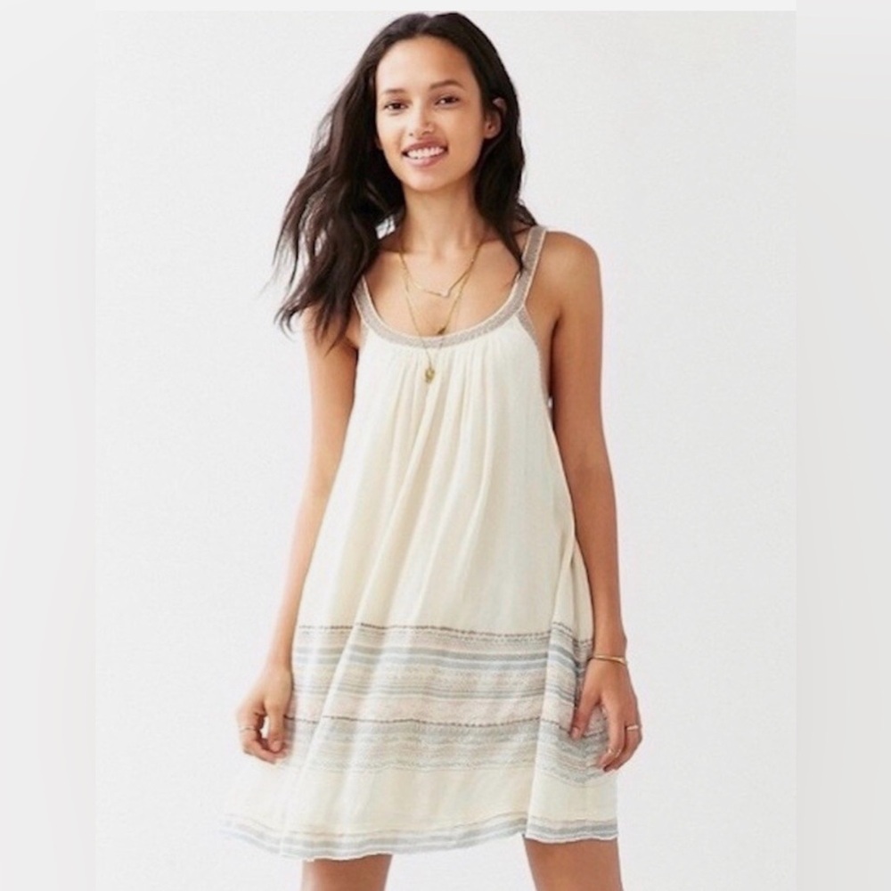 Ecote Urban Outfitters Off-white Bay Frock Dress Embroidered NWT size small